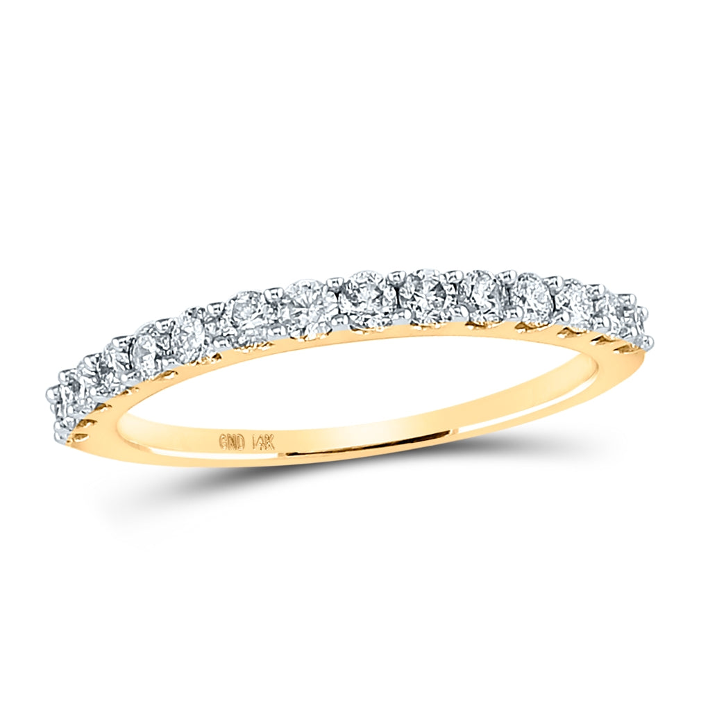 14K Yellow Gold Womens Round Diamond Wedding Anniversary Band 1/2ctw, Womens Size: 5-10