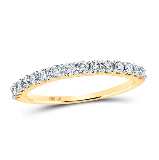 14K Yellow Gold Womens Round Diamond Wedding Anniversary Band 1/2ctw, Womens Size: 5-10
