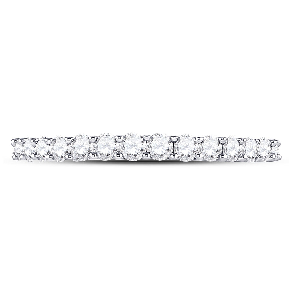 14K White Gold Womens Round Diamond Wedding Anniversary Band 1/2ctw, Womens Size: 5-10
