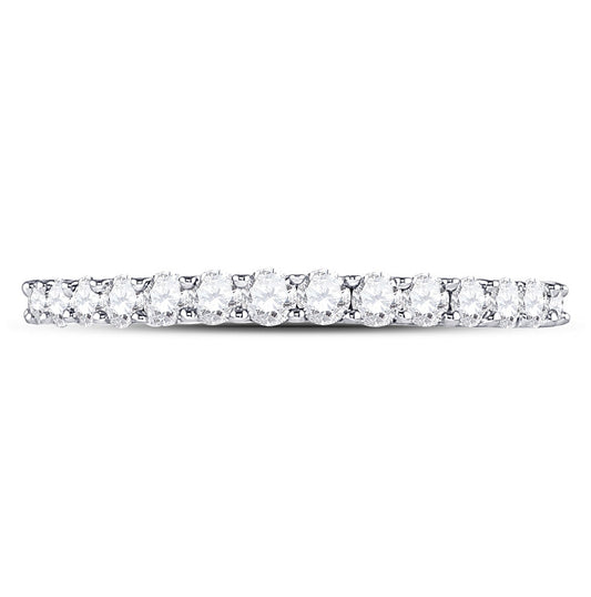 14K White Gold Womens Round Diamond Wedding Anniversary Band 1/2ctw, Womens Size: 5-10