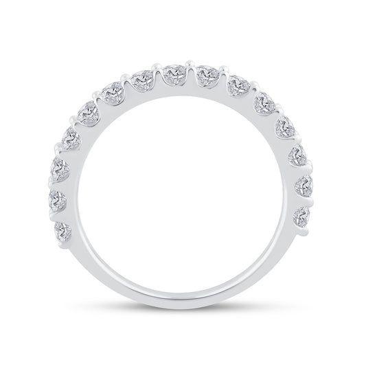 14K White Gold Womens Round Pave-set Diamond Single Row Wedding Band 1 Cttw, Womens Size: 5-10