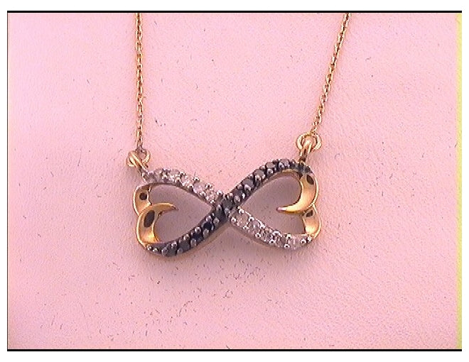 10kt Yellow Gold Womens Diamond Infinity Pendant Necklace 1/5 Cttw