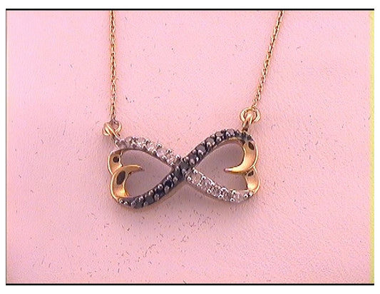 10kt Yellow Gold Womens Diamond Infinity Pendant Necklace 1/5 Cttw