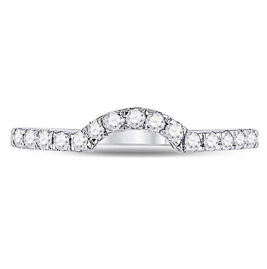 14K White Gold Womens Round Diamond Curved Wedding Band Ring 1/4 Cttw, Womens Size: 5-10