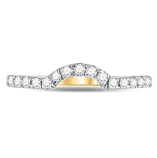 14K Yellow Gold Womens Round Diamond Curved Wedding Enhancer Band Ring 1/4 Cttw, Womens Size: 5-10