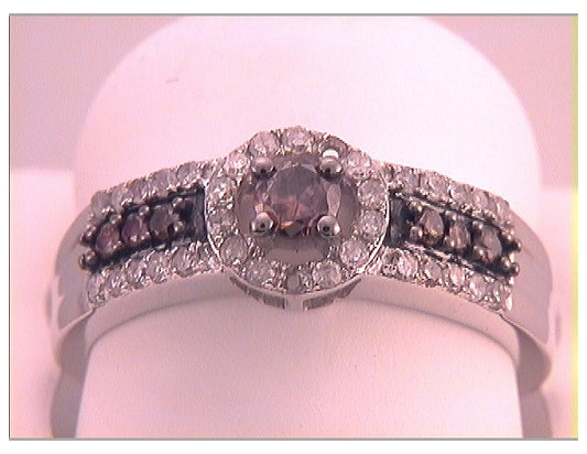 10kt White Gold 1/2ctw Diamond Brown  Ring