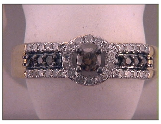 10kt Yellow Gold 1/2ctw Diamond Brown  Ring