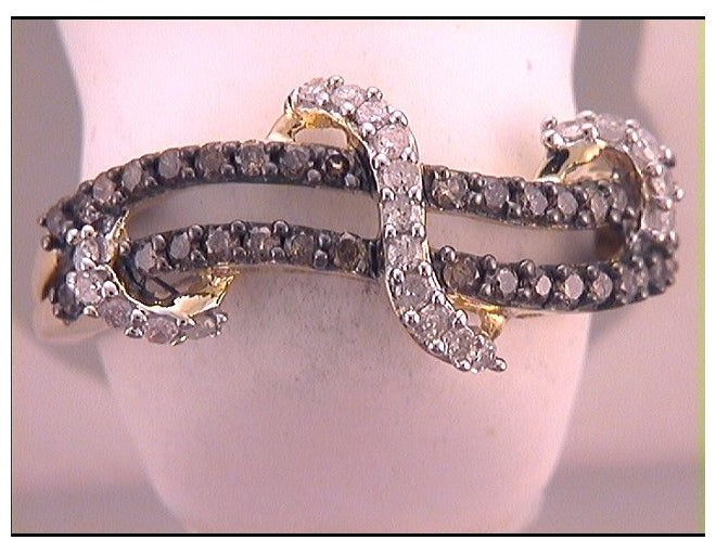 10kt Yellow Gold 1/2ctw Diamond Natural Brown Ring