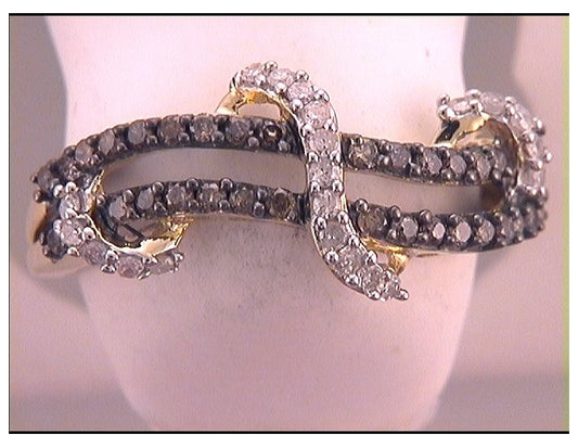 10kt Yellow Gold 1/2ctw Diamond Natural Brown Ring