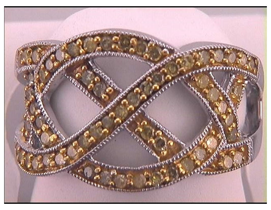 10kt White Gold 1/2ctw Diamond Fashion Yellow Ring