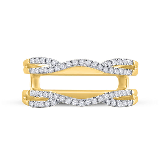 14K Yellow Gold Womens Round Diamond Curved Wrap Ring Guard Enhancer 1/3 Cttw, Womens Size: 5-10