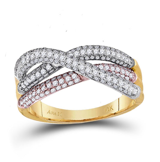 14kt Yellow Gold Womens Round Diamond Band Ring 3/4 Cttw