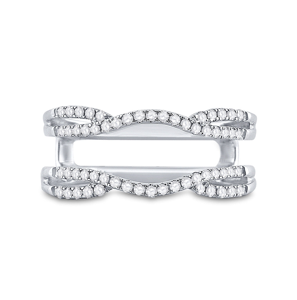 14K White Gold Womens Round Diamond Solitaire Enhancer Wedding Band 1/3 Cttw, Womens Size: 5-10