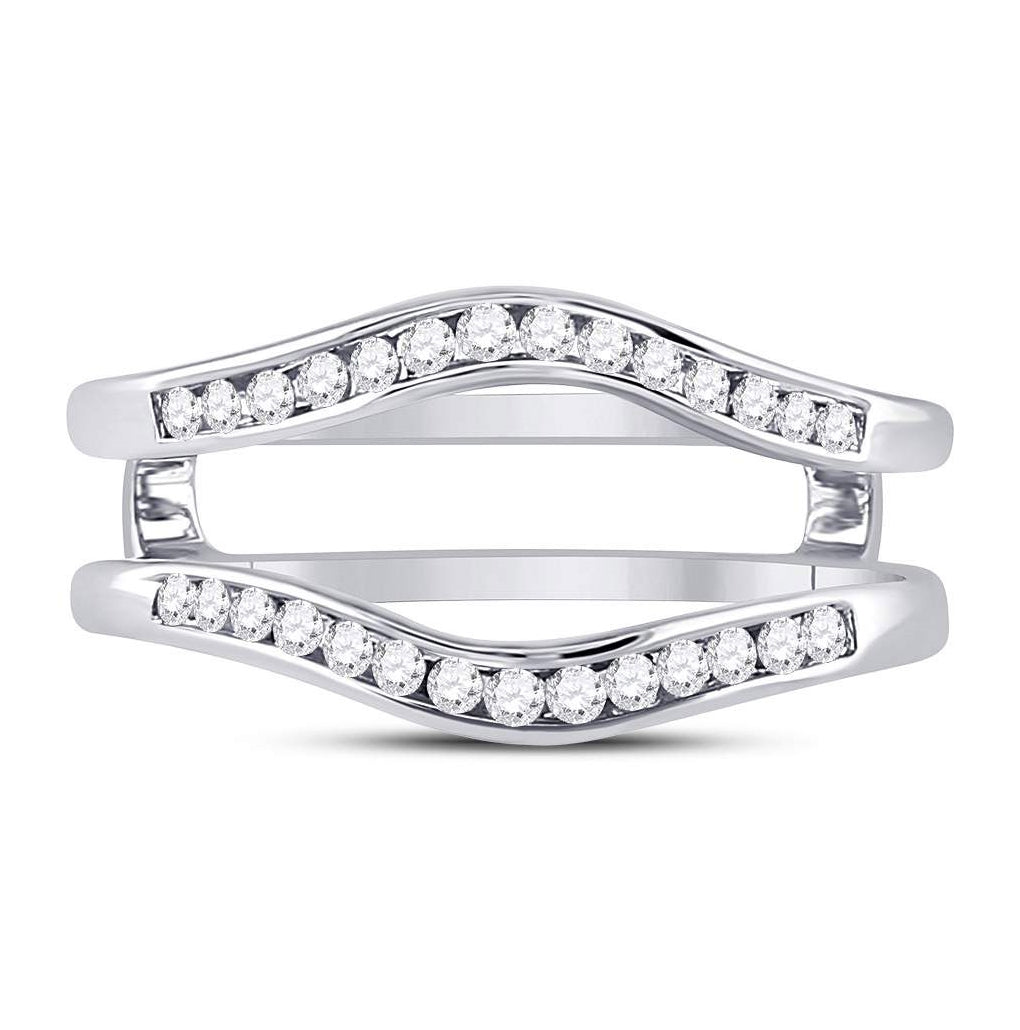 14K White Gold Womens Round Diamond Ring Guard Wrap Solitaire Enhancer 1/4ctw, Womens Size: 5-10
