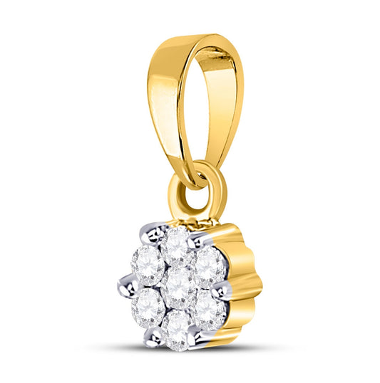 14K White Or Yellow Gold Womens Round Diamond Flower Cluster Pendant