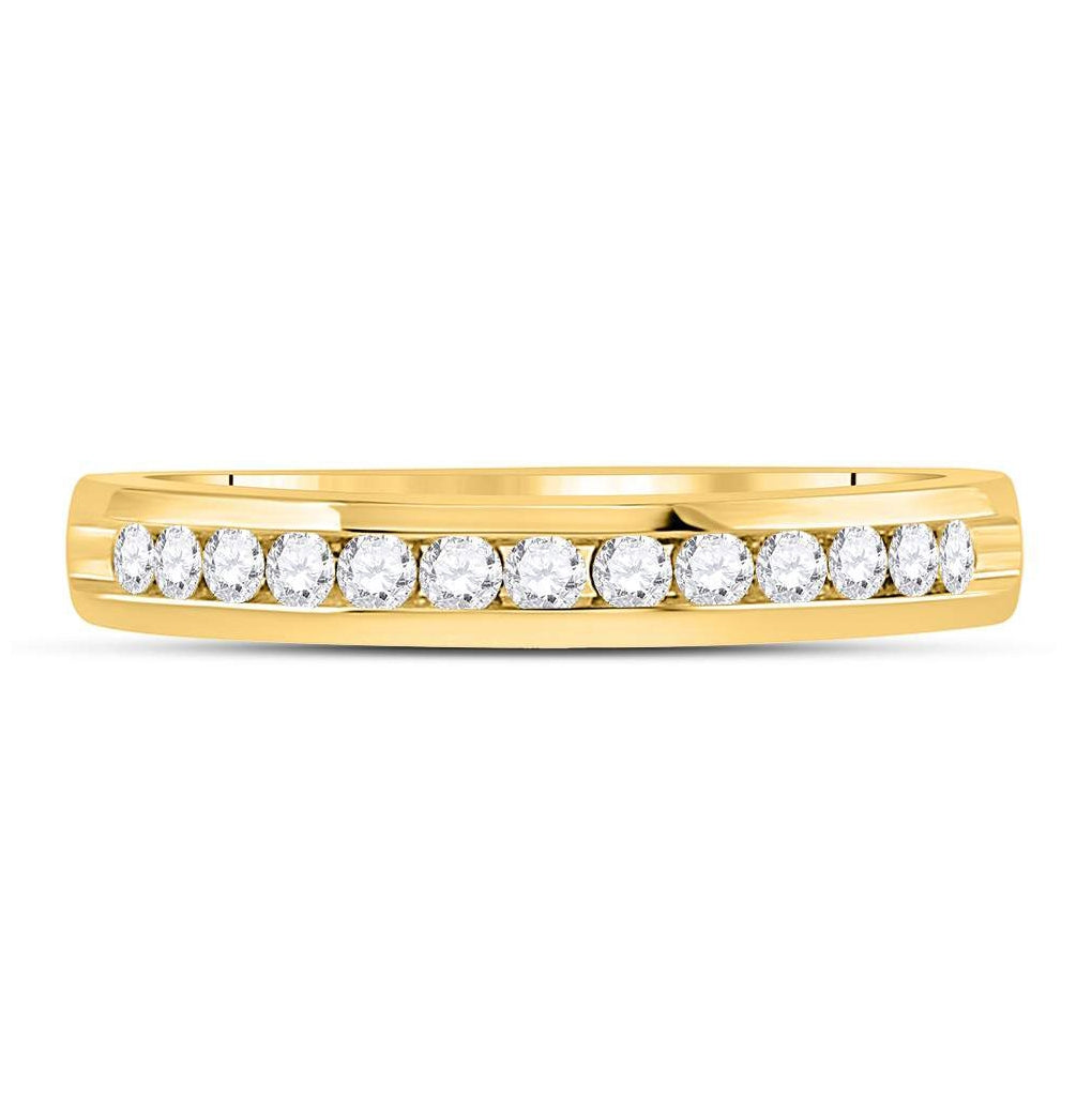 14K Yellow Gold Womens Round Diamond Single Row Comfort Wedding Band 1/4 Cttw, Womens Size: 5-10