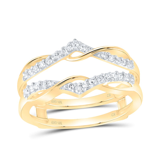 10K Yellow Gold Womens Round Diamond Solitaire Enhancer Wedding Band 1/4 Cttw, Womens Size: 5-10