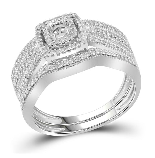 10kt White Gold 1/3ctw Diamond Semi-mount Bridal Set