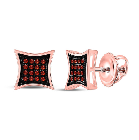 10kt Rose Gold 1/10ctw Diamond Micro-pave Red Earring