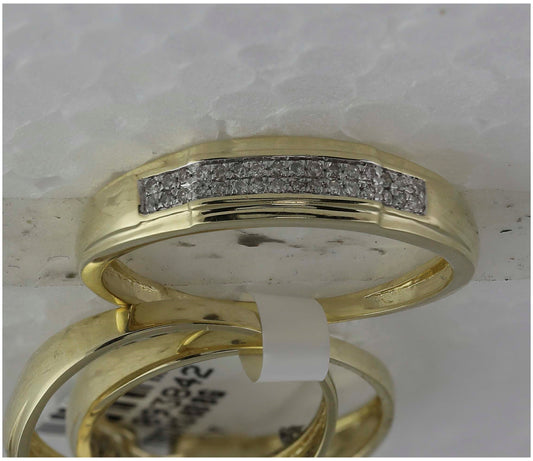 10K Yellow Gold His Hers Round Diamond Halo Matching Wedding Set 1/3 Cttw, Womens Size: 5-10, Mens Size: 7-13