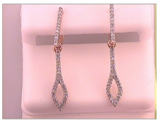 10kt Rose Gold 1/4ctw Diamond Micro-pave Red Earring