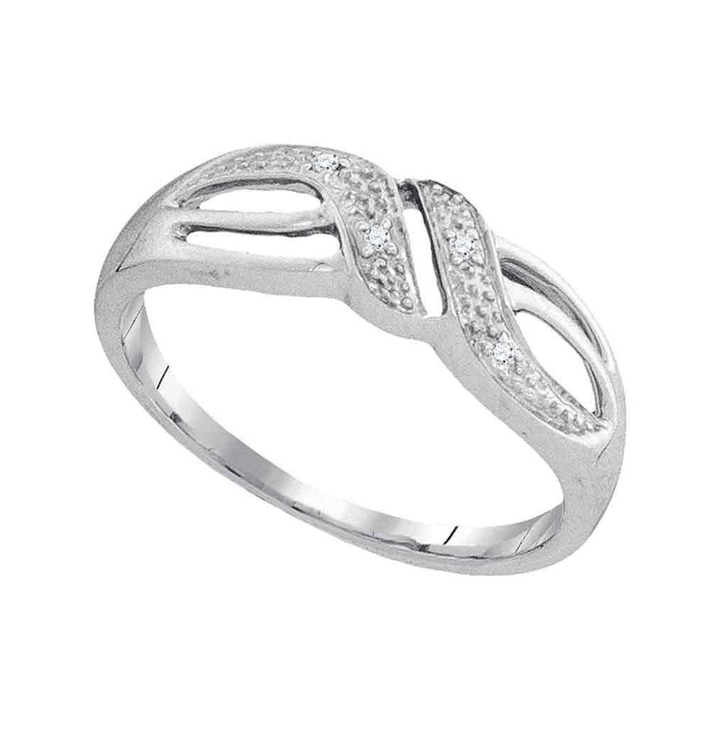 10K White Gold Womens Round Diamond Band Ring .02 Cttw, Womens Size: 5-10