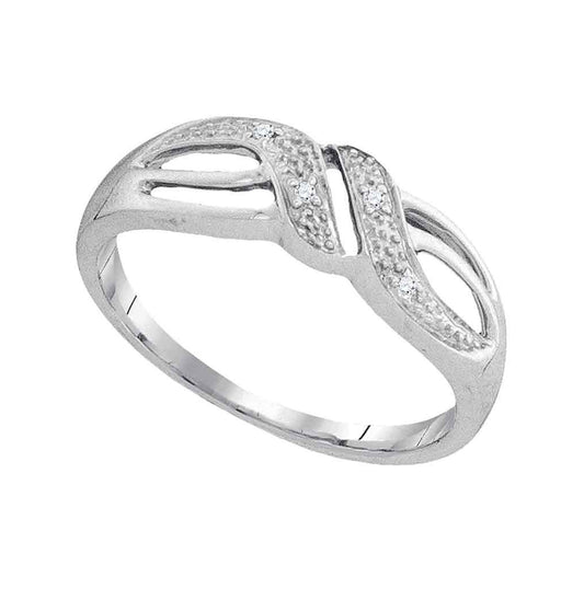 10K White Gold Womens Round Diamond Band Ring .02 Cttw, Womens Size: 5-10