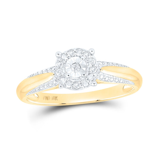 10K Yellow Gold Round Diamond Solitaire Bridal Wedding Engagement Ring 1/10ctw, Womens Size: 5-10