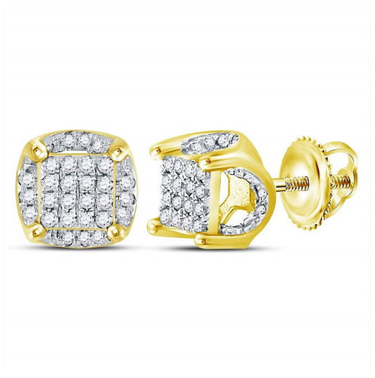 10K White Or Yellow Gold Round Diamond Cluster Stud Earrings