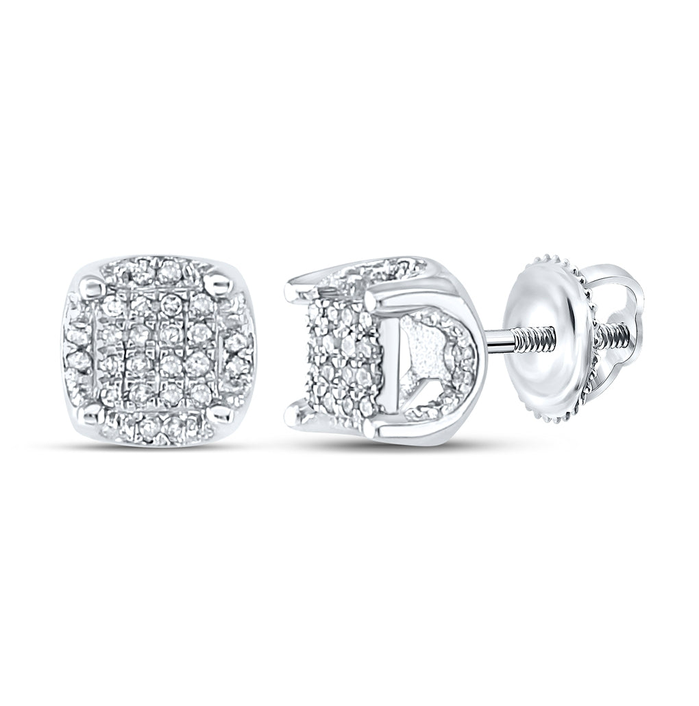 10K White Or Yellow Gold Round Diamond Cluster Stud Earrings