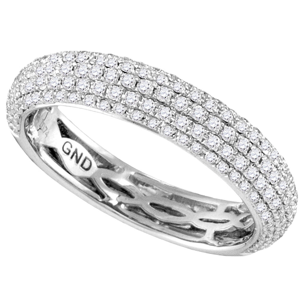 14kt White Gold Womens Round Diamond Pave Composite Band Ring 3/4 Cttw