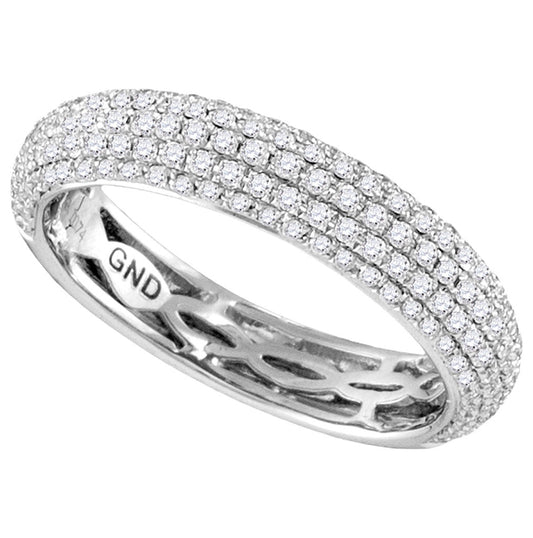 14kt White Gold Womens Round Diamond Pave Composite Band Ring 3/4 Cttw