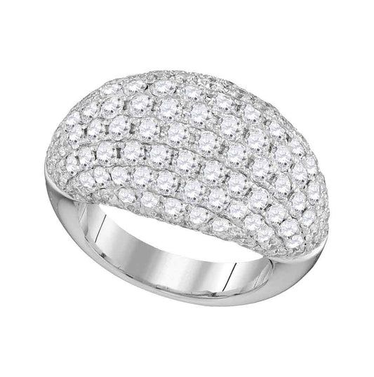 14kt White Gold Womens Round Diamond Pave Dome Band Ring 5-1/3 Cttw