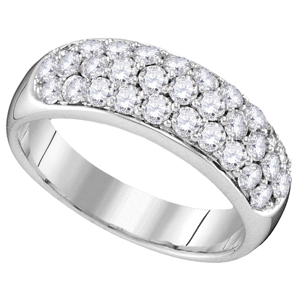 14kt White Gold Womens Round Diamond Triple Row Pave Band Ring 1.00 Cttw