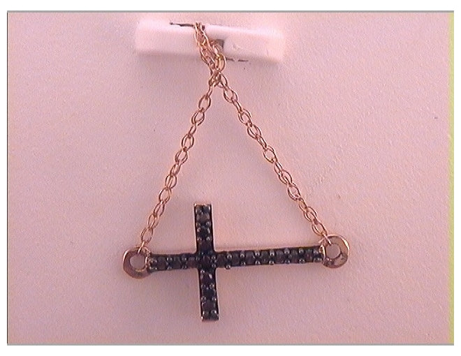 10kt Rose Gold 1/20ct Diamond Cross Necklace