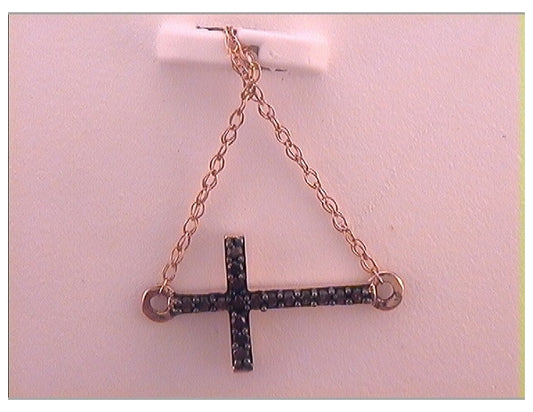 10kt Rose Gold 1/20ct Diamond Cross Necklace