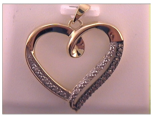 10kt Yellow Gold 1/6ctw Diamond Natural Brown  Heart Pendant