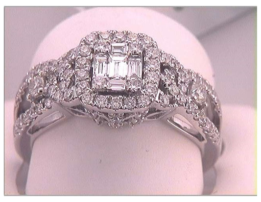 18kt White Gold 1 Cttw Diamond Cluster Bridal Ring