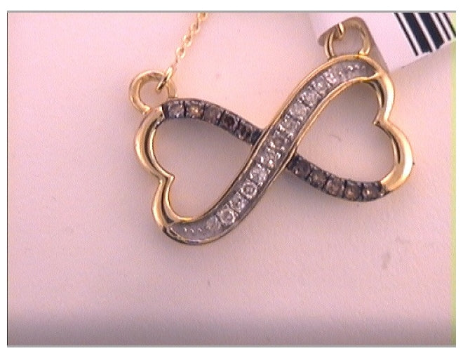 10kt Yellow Gold 1/6ctw Diamond Fashion Brown Necklace