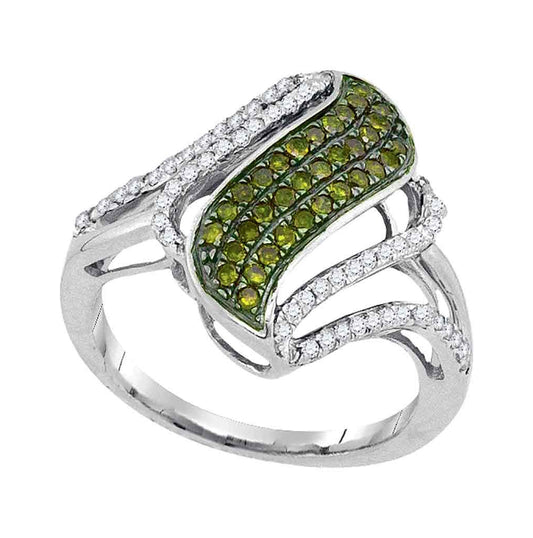 10kt White Gold 1/2ctw Diamond Green Ring