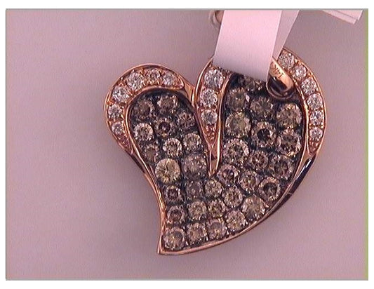 18kt Rose Gold 7/8ctw Diamond Natural Brown  Heart Pendant