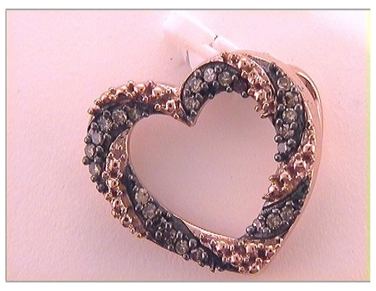 10kt Rose Gold 1/6ctw Diamond Fashion Brown Pendant