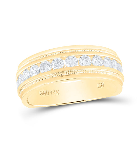14kt Yellow Gold Mens Round Diamond Wedding Band Ring 1.00 Cttw