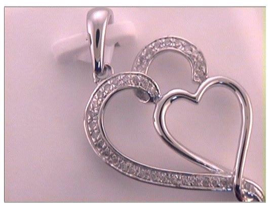 10kt White Gold 1/10ctw Diamond Heart Pendant