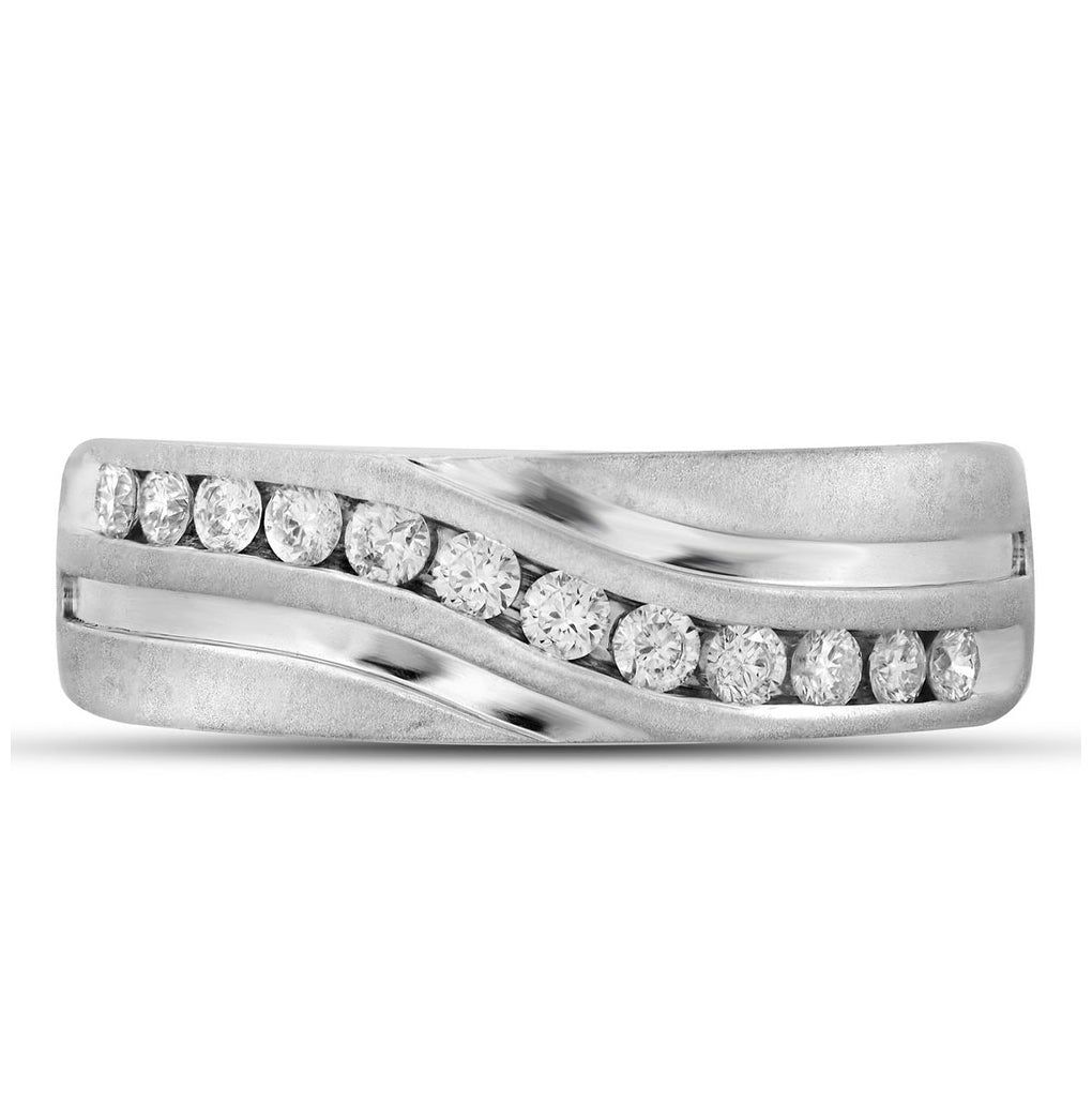 10K White Gold Mens Round Diamond Wedding Band Ring 1 Cttw, Mens Size: 7-13