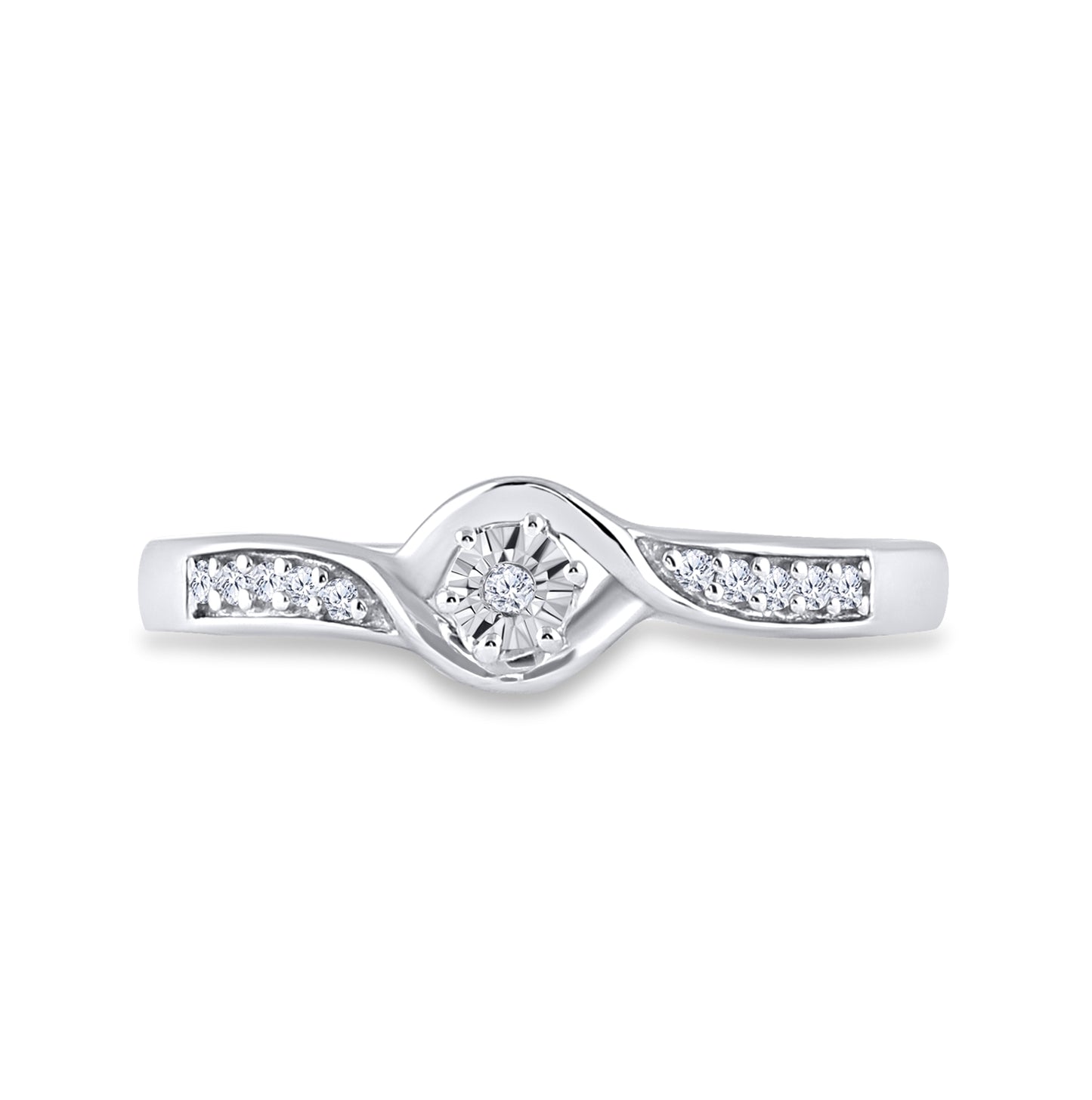 Sterling Silver Womens Round Diamond Solitaire Promise Ring 1/20 Cttw, Womens Size: 5-10