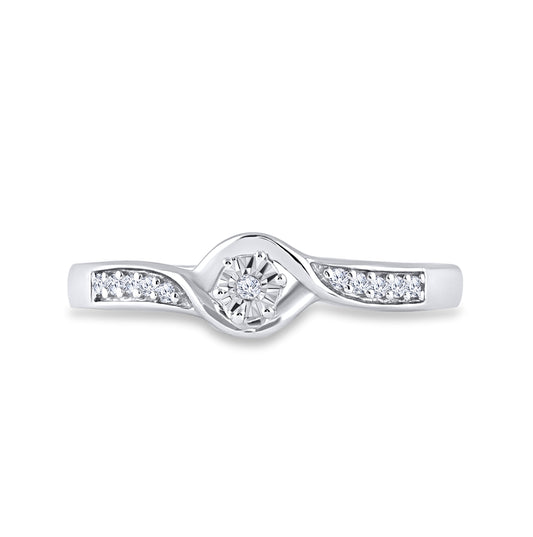 Sterling Silver Womens Round Diamond Solitaire Promise Ring 1/20 Cttw, Womens Size: 5-10