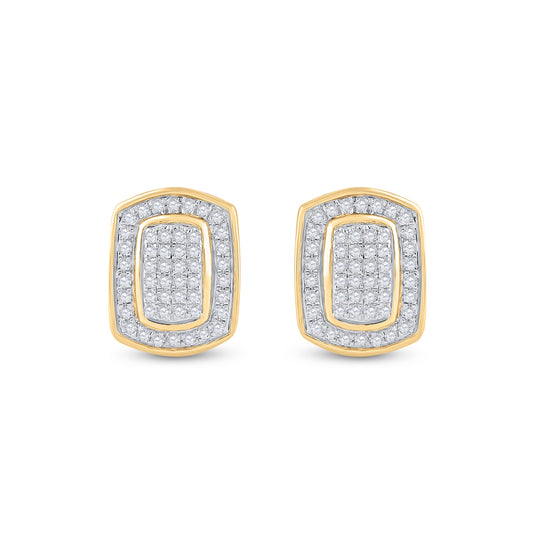 10K Yellow Gold Round Diamond Cluster Earrings 0.25 ctw