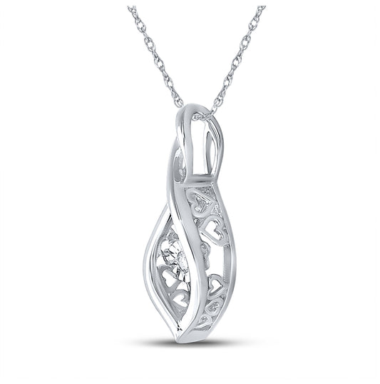 Sterling Silver Womens Round Diamond Fashion Pendant .03ctw, Length: 0.88 Inch Width: 0.33 Inch