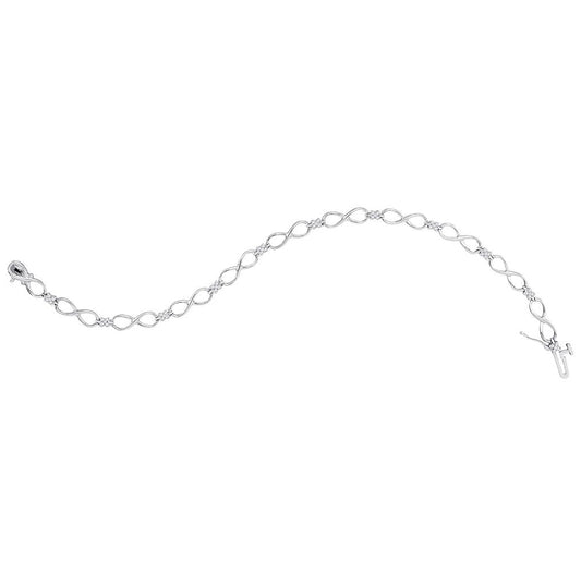 10K White Gold Womens Round Diamond Fashion Bracelet 1/4 Cttw